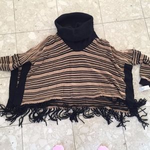 NWT Jamison cowl neck fringe sweater size M